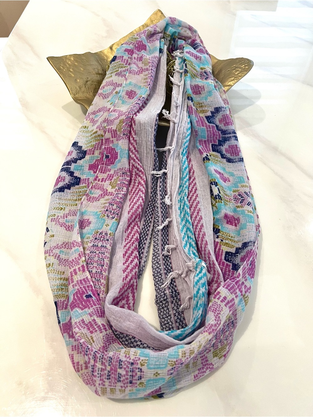 🍂🍁Geometric woven pattern infinity scarf
